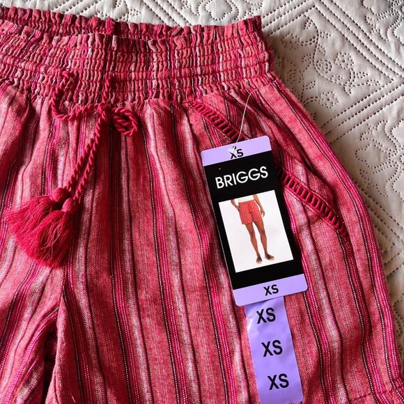 Briggs Red Striped Women's Elastic‎ Waist with Pockets Shorts Size XS - Picture 3 of 5